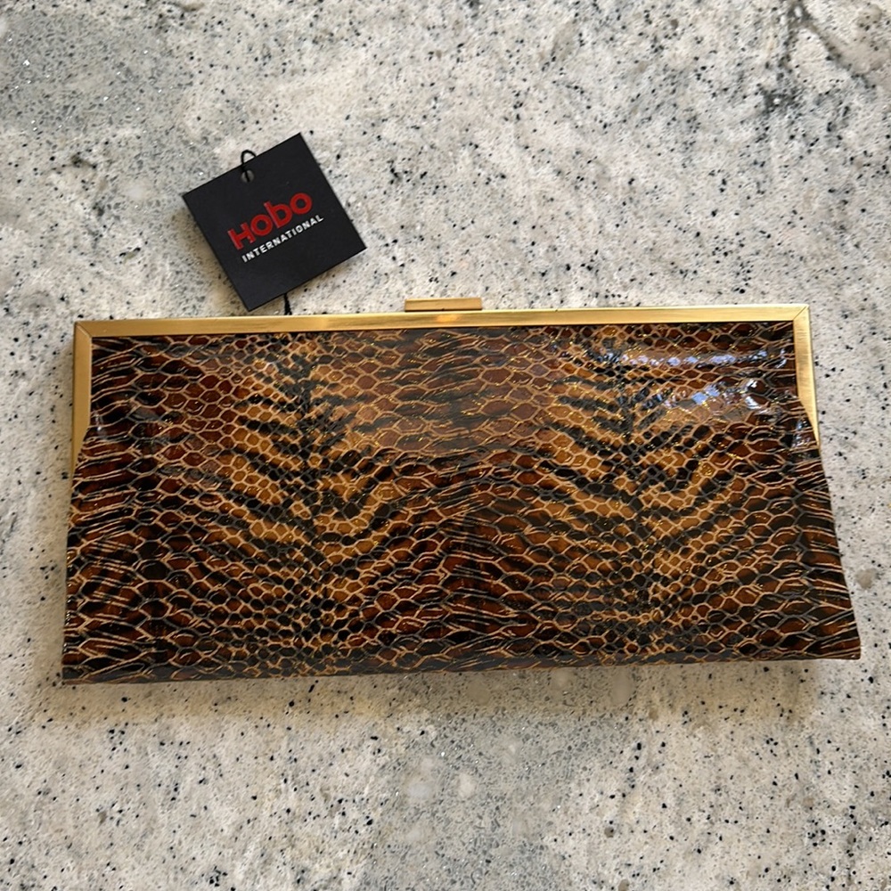 Hobo International Brown Snake Print Clutch